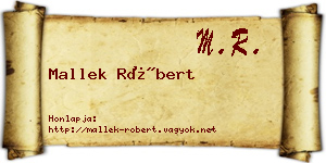 Mallek Róbert névjegykártya